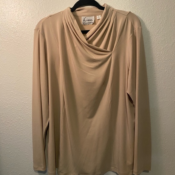 Linea by Louis Dell'Olio Tops - Linea by Louis Dell'Olio Beige Draped Top Size 1x